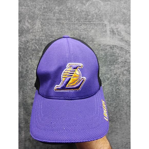 Nike Team Los Angeles Lakers Flexfit Hat Cap NBA Swoosh Purple/Black Vintage Y2K - Picture 5 of 8